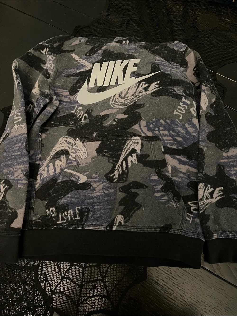 Nike Black & Gray Camo Logo Pullover Hoodie